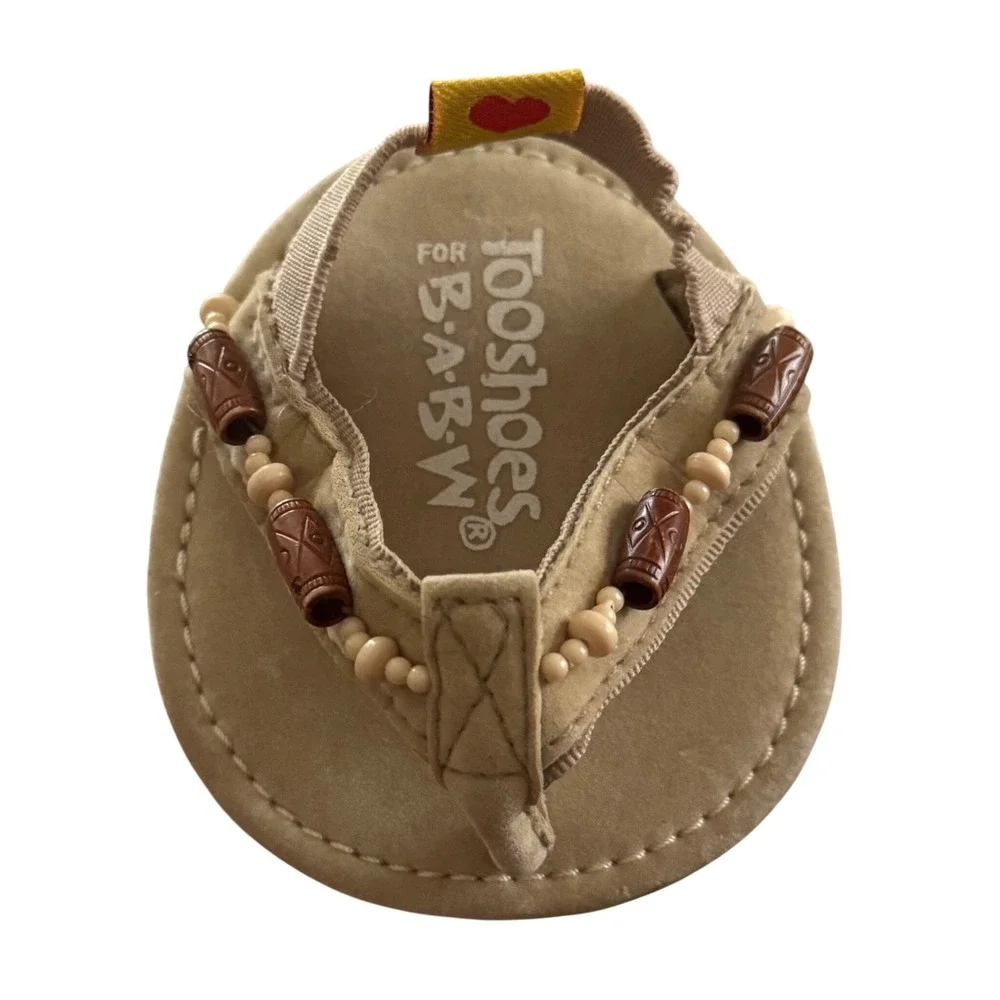 Build-A-Bear Sandals Lot Set of Two Pair - Beaded Flip Flops & Brown Gladiators